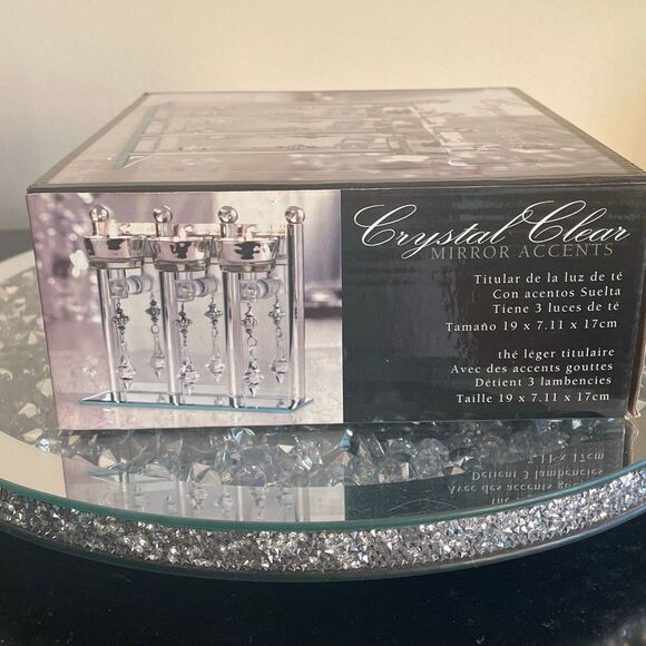 New Crystal clear trio mini candle holder decorative pendulum home decor mirror - Picture 5 of 16